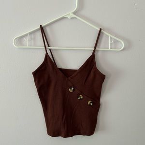 PacSun v-neck crop top with button detailing